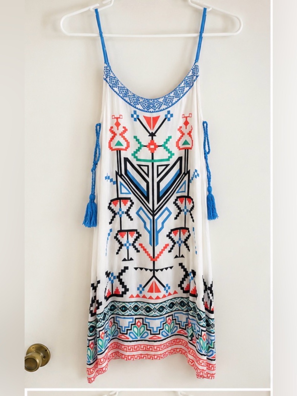 Flying Tomato Boho Geometric Print Tassel Tunic Dress – Size Large